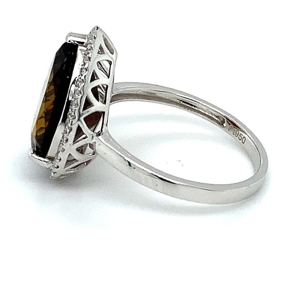 Certified Orange Tourmaline 6.24ct Diamond Ring - Picture 6 of 10